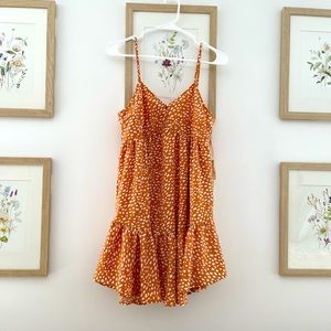 Pink Lily A Summer Kiss Tiered Peach Dotted Dress - Small × 1